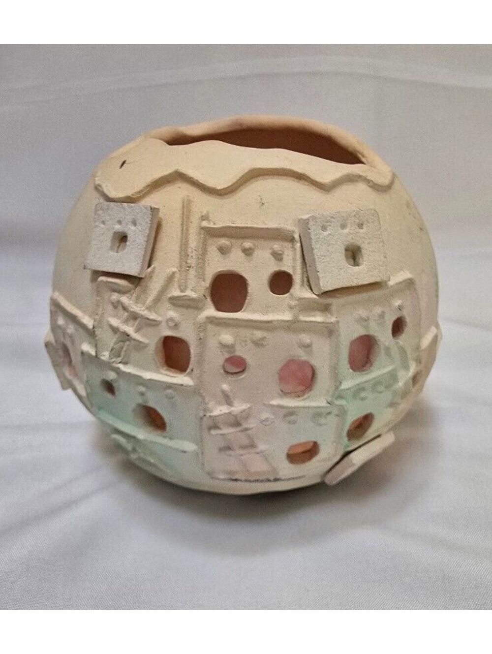 Vintage 1988 Shadrak Ceramic Southwestern Pueblo Village Votive Candle Holder